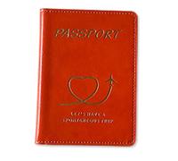 LIEWEI Boutique Shop UK Bolsa de Pasaporte Cuero con Estampado Dorado, Funda PU Cosida a Mano, for viajeros frecuentes Funda para Pasaporte(Orange Red)