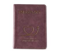 LIEWEI Boutique Shop UK Bolsa de Pasaporte Cuero con Estampado Dorado, Funda PU Cosida a Mano, for viajeros frecuentes Funda para Pasaporte(Lila)