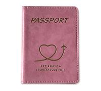 LIEWEI Boutique Shop UK Bolsa de Pasaporte Cuero con Estampado Dorado, Funda PU Cosida a Mano, for viajeros frecuentes Funda para Pasaporte(Rose)