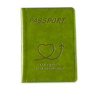 LIEWEI Boutique Shop UK Bolsa de Pasaporte Cuero con Estampado Dorado, Funda PU Cosida a Mano, for viajeros frecuentes Funda para Pasaporte(Groen)