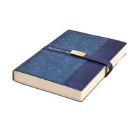 LIEWEI Boutique Shop UK Business Minimalist Notebook, Gold Foil Striped Design, 224 Pages 100g Beige Paper, Metal Buckle and Large Pocket(Donker Blauw)