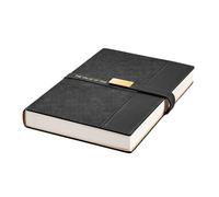 LIEWEI Boutique Shop UK Business Minimalist Notebook, Gold Foil Striped Design, 224 Pages 100g Beige Paper, Metal Buckle and Large Pocket(Noir)