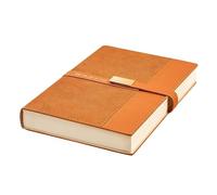 LIEWEI Boutique Shop UK Business Minimalist Notebook, Gold Foil Striped Design, 224 Pages 100g Beige Paper, Metal Buckle and Large Pocket(Bruin)