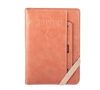 LIEWEI Boutique Shop UK Cartera for Pasaporte RFID antirrobo, Tarjetero Multifuncional con Almacenamiento de identificación for Seguridad y organización en el avión Funda para Pasaporte(Rose)