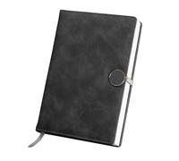 LIEWEI Boutique Shop UK Cuaderno de oficina negocios A5, cubierta cuero PU con botones redondos, 260 páginas, espaciado entre líneas 8mm, marcapáginas satinado for reuniones(Noir)