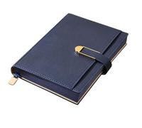 LIEWEI Boutique Shop UK Cuaderno empresarial A5 o B5, 224 páginas, portalápices y bolsillo for tarjetas integrados, cierre magnético, marcapáginas de metal(Donker Blauw,A6)