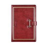 LIEWEI Boutique Shop UK Cuaderno retro con botones de puente for adultos, estampado trigo en lámina dorada, 224 páginas, papel beige 80 g, portalápices y bolsillo(Rot)