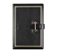 LIEWEI Boutique Shop UK Cuaderno retro con botones de puente for adultos, estampado trigo en lámina dorada, 224 páginas, papel beige 80 g, portalápices y bolsillo(Noir)