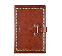 LIEWEI Boutique Shop UK Cuaderno retro con botones de puente for adultos, estampado trigo en lámina dorada, 224 páginas, papel beige 80 g, portalápices y bolsillo(Bruin)
