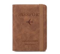 LIEWEI Boutique Shop UK Funda Protectora for Pasaporte, Bolsa for, for Guardar Tarjetas de identificación, Billetes avión internacionales, Documentos Viaje, Tarjetero Funda para Pasaporte(Bruin)