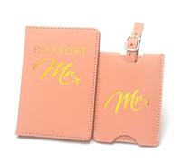 LIEWEI Boutique Shop UK Juego de Etiquetas for Equipaje con Porta Pasaporte, Tarjetero Viaje, Viajes Negocios Funda para Pasaporte(Rose)