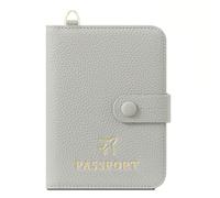 LIEWEI Boutique Shop UK Libro Protector for Pasaporte de Viaje, for Colgar en el Cuello, for Guardar Tarjetas Cuero, Tipo Billetera Funda para Pasaporte(Grey)