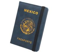 LIEWEI Boutique Shop UK Porta Pasaporte Mexicano con Banda elástica, Ranura for múltiples Tarjetas, antimagnético, for, Libro, Billetes, Billetera Delgada de Viaje Funda para Pasaporte(Donker Blauw)