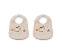 Liewood Babero de silicona Tilda 2-pack Safari sandy mix