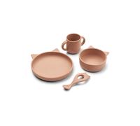 Liewood Vajilla de silicona Vivi 4 piezas Cat dark rose