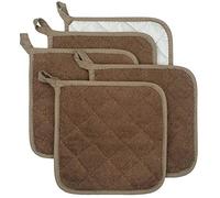 Lifaith 100% Coton de Cuisine Quotidien de Terry Support de Pot résistant à la Chaleur Dessous Manique pour Cuisine et pâtisserie Lot de 5 Marron