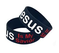 LiFashion Lf - 2 Pulseras de Silicona cristianas para Hombre o Mujer, Diseño de Jesús es mi Salvador, Color Negro