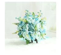 LiFBeauTiFuL Wedding Flower Bouquet Artificial Silk Peony 18 Heads Champagne Bouquet Flower Bridal Bridesmaids Wedding Bouquets (Color : Type 4 Blue)