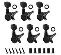 LifCratms Juego de 6 clavijas de afinación de guitarra selladas negras 6 en línea para guitarra eléctrica Fender Stratocaster Strat Telecaster Tele Style