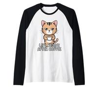 Life Begins After Coffee Camiseta Manga Raglan