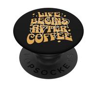 Life Begins After Coffee - La Vida Comienza después del café PopSockets PopGrip Adhesivo