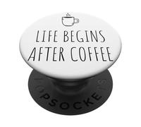 Life Begins After Coffee La Vida Empieza después del café PopSockets PopGrip Adhesivo