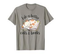 Life Better Cats and Books Camiseta