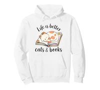 Life Better Cats and Books Sudadera con Capucha