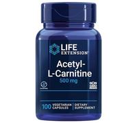 Life Extension, Acetyl-L-Carnitin, 500mg, con Vitamina C, Dosis Alta, 100 Cápsulas veganas, Probadas en Laboratorio, Sin Gluten, Vegetarianas, Sin Soja, No GMO