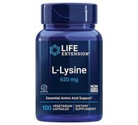Life Extension, L-Lysine, 620mg, Dosis Alta, 100 Cápsulas veganas, Probadas en Laboratorio, Sin Gluten, Vegetarianas, Sin Soja, Sin OGM