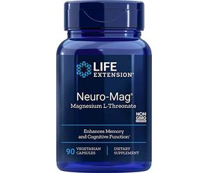 Life Extension, Neuro-Mag, 90 Cápsulas vegetarianas, 144 mg de Magnesio y 2000 mg de Magnesio L-Treonato por Dosis, Sin Gluten, Sin OMG, Sin Sabor