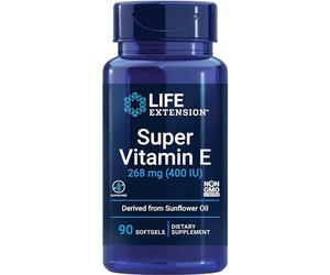 Life Extension, Super Vitamin E, 268mg (400 IU), D-Alfa-Tocoferol, 60 Cápsulas blandas, Testado en Laboratorio, Sin Gluten, Sin Soja, Sin OGM