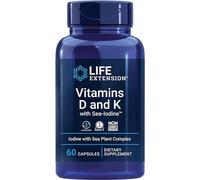 Life Extension, Vitamina D3 y K2, con Yodo Marino, Depot, 1 Cápsula cada 5 Días, 60 Cápsulas, Probado en Laboratorio, Sin Gluten, Sin Soja, No GMO