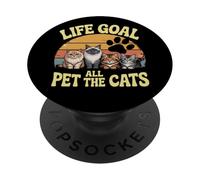 Life Goal Pet All The Cats, bonito y divertido, amante de los gatos, retro PopSockets PopGrip Adhesivo