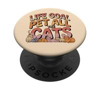Life Goal Pet All The Cats, bonito y divertido, amante de los gatos, retro PopSockets PopGrip Adhesivo