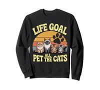 Life Goal Pet All The Cats, bonito y divertido, amante de los gatos, retro Sudadera