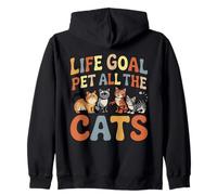 Life Goal Pet All The Cats, bonito y divertido, amante de los gatos, retro Sudadera con Capucha
