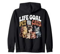 Life Goal Pet All The Cats, bonito y divertido, amante de los gatos, retro Sudadera con Capucha