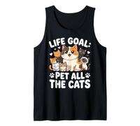 Life Goal Pet All The Cats Cute Kawaii - Cita de Varios Gatos Camiseta sin Mangas