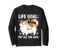 Life Goal Pet All The Cats Lindo diseño Esponjoso para Amantes de los Gatos Manga Larga