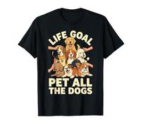 Life Goal Pet All The Dogs Cartoon Funny Dog Lover Camiseta