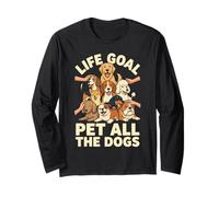 Life Goal Pet All The Dogs Cartoon Funny Dog Lover Manga Larga