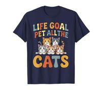 Life Goal Pet All The Gats, lindo y divertido, amante de los gatos, colorido Camiseta