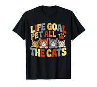 Life Goal Pet All The Gats, lindo y divertido, amante de los gatos, colorido Camiseta