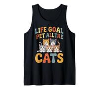 Life Goal Pet All The Gats, lindo y divertido, amante de los gatos, colorido Camiseta sin Mangas