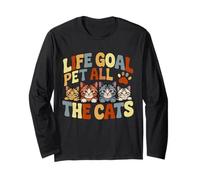 Life Goal Pet All The Gats, lindo y divertido, amante de los gatos, colorido Manga Larga
