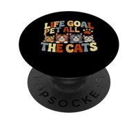 Life Goal Pet All The Gats, lindo y divertido, amante de los gatos, colorido PopSockets PopGrip Adhesivo