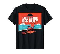 Life Guard Off Duty Beach Scene Vacaciones de Verano Camiseta, Hombre, Negro, 3XL