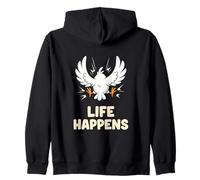 Life Happens Ave Choca Humor Visual Sarcástico Divertido Sudadera con Capucha