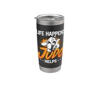 Life Happens Judo ayuda al entrenador Judoka Sport Fighter Cool Judo Vaso térmico de acero inoxidable de doble pared